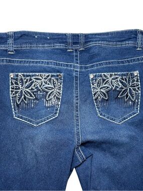 Gemma Rae Womens Jeans Sz 14W Embellished Rhinestone Pockets Flare Mid Rise #228